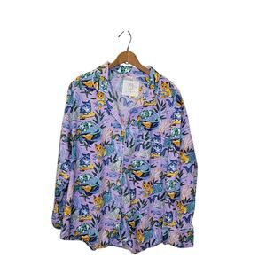 Printfresh Womens Meowing Mermaids Purple Long Sleeve Pajama Top ONLY Size XL